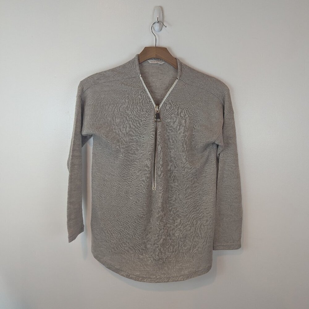 Soft Surroundings Valentina Gold/Tan Zip-Up Sweater, Sz M